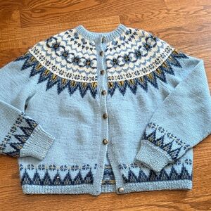 VINTAGE William Schmidt Norwegian handknit cardigan sweater in blue